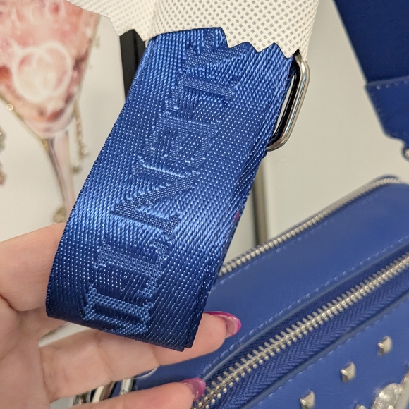 Valentino Orlando Blue Studded Crossbody Camera Bag NWT. 9.5"W X 6" H - Picture 3 of 8